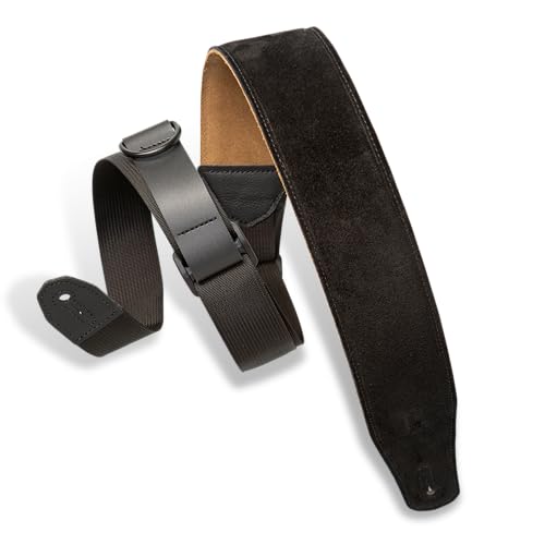 Levy's MRHSP-BLK Gitarrengurt Right Height - Suede Leather Padded 2 1/2" - Black von Levy's