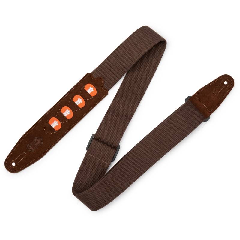 Levys Leathers MC2PH-BRN Cotton Guitar Strap with Plectrum Holder (Brown) von Levys Leathers