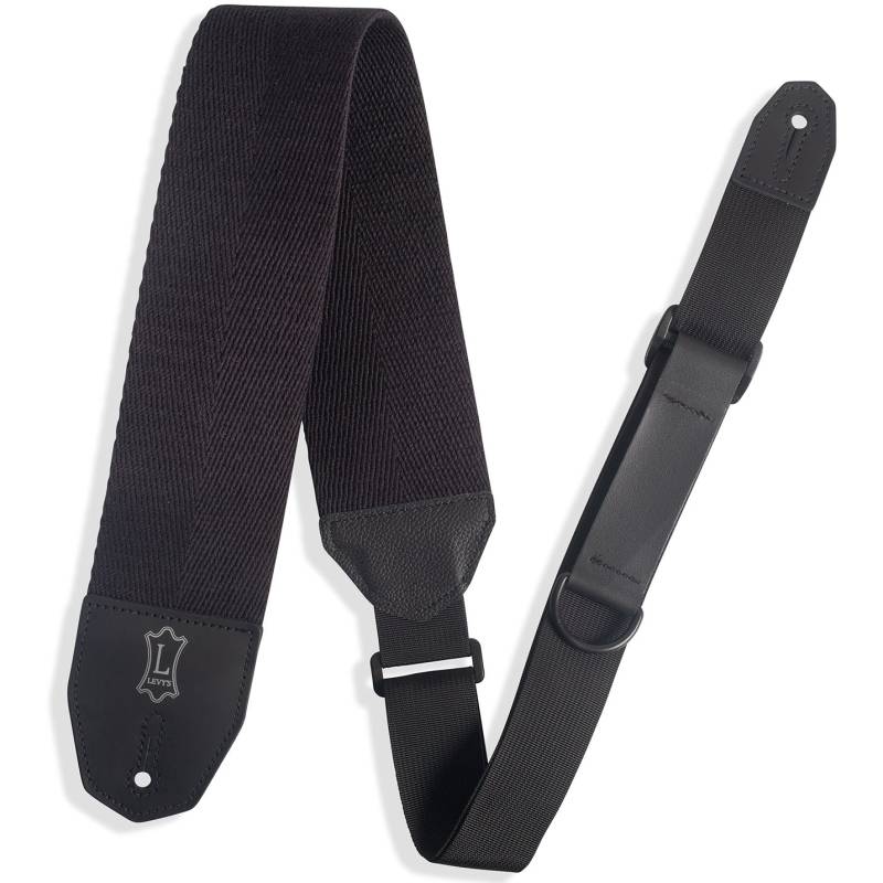 Levys Leathers MRHC4-BLK Right Height 7.5cm Cotton Guitar Strap with RipChord System (Black) von Levys Leathers