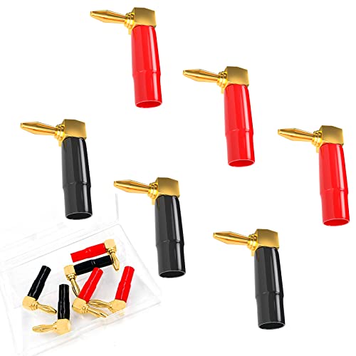 Lewttyer 90 Grad Bananenstecker Winkel 4Mm Audio Lautsprecherkabel Bananenstecker Bindepfosten Vergoldete Banana Winkelstecker Leistungsverstärker Bananenstecker Kupplung Rot Schwarz (6 Stück) von Lewttyer