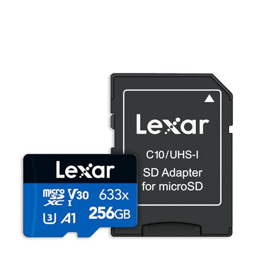 LEXAR 256GB Micro SDXC 633X 100MB/45MB/s UHS-1 Class 10 MicroSD Speicherkarte + SD Adapter von Lexar