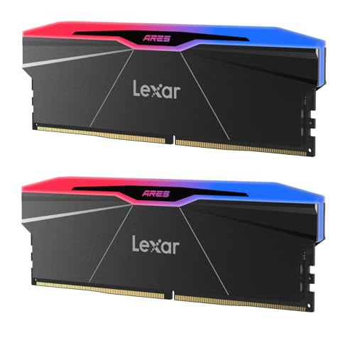 Lexar ARES Gen2 RGB DDR5 RAM 32GB Kit (2x16GB) 6400MHz CL30, 288-Pin UDIMM Desktop Desktop Speicher/PC Gaming Computerspeicher, Interne Arbeitsspeicher für Intel XMP 3.0/AMD EXPO/CL30-38-38-76/1,4V von Lexar
