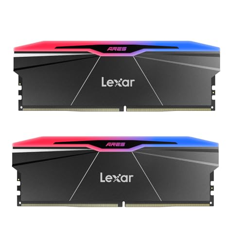 Lexar ARES Gen2 RGB DDR5 RAM 48 GB Kit (2x24GB) 7600 MHz, 288-Pin-UDIMM Desktop Speicher, PC Gaming Computerspeicher für Intel XMP 3.0/Empowered by SK Hynix/CL38-48-48-121/1.35V(LD5U24G76C38BR-RGD) von Lexar