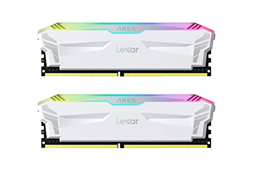 Lexar ARES RGB DDR4 RAM 16GB Kit (8GB x 2) 3866 MHz, DRAM 288-Pin U-DIMM Desktop Memory, XMP 2.0 Hochleistungs Arbeitsspeicher, CL18-20-20-39, PC4-30900, Weiß (LD4EU008G-R3866GDWA) von Lexar