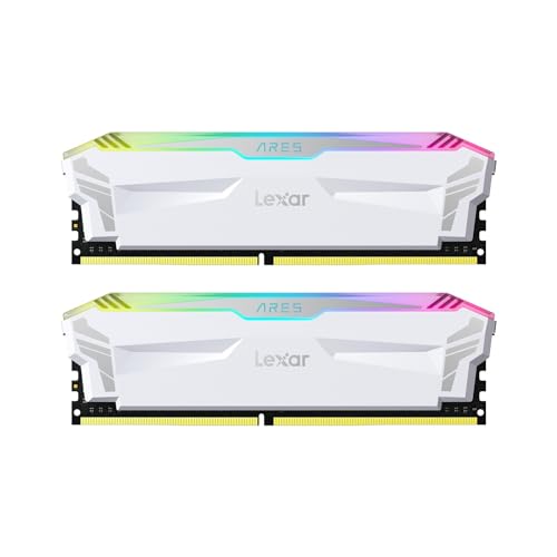 Lexar ARES RGB DDR4 RAM 32GB Kit (2 x 16GB) 4000MHz, DRAM 288-Pin U-DIMM Desktop PC Speicher, Gaming Hochleistungs Computerspeicher unterstützt XMP 2.0, CL18-22-22-42, 1,4V, Weiß (LD4EU016G-R4000GDWA) von Lexar