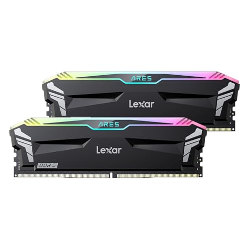 Lexar ARES RGB DDR5 RAM 32GB Kit (16GB x 2) 6000MHz, CL30-36-36-68 DRAM 288-Pin UDIMM Desktop Speicher, PC Gaming Arbeitsspeicher unterstützt XMP 3.0/AMD Expo, 1.35V (LD5BU016G-R6000GDLA) von Lexar