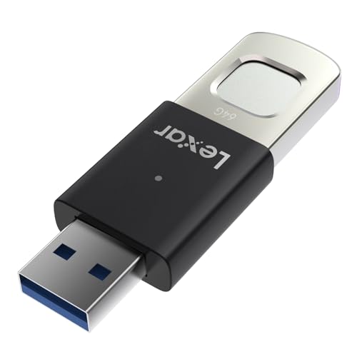 Lexar JumpDrive Fingerprint F35 PRO 256 GB USB 3.0-Flash-Laufwerk, bis zu 400 MB/s Lesen/350 MB/s Schreiben, USB-Stick, 10 Fingerabdruck-IDs zulässig, Speicherstick, PC/Laptop (LJDF35P256G-RNBNG) von Lexar