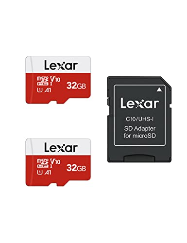Lexar Micro SD Karte 32GB 2er Pack, Speicherkarte Micro SD mit SD Adapter, Bis zu 100 MB/s Lesegeschwindigkeit, UHS-I, U1, A1, V10, C10, microSDHC Memory Card von Lexar