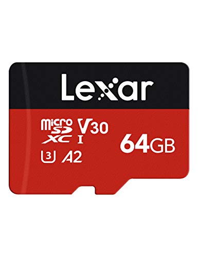 Lexar Micro SD Karte 64GB, Speicherkarte Micro SD mit SD Adapter, Bis zu 160 MB/s Lesegeschwindigkeit, UHS-I, U3, A2, V30, C10, 4K UHD microSDXC Memory Card von Lexar