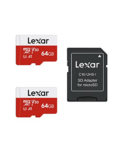 Lexar Micro SD Karte 64GB 2er Pack, Speicherkarte Micro SD mit Adapter, Bis zu 100 MB/s Lesegeschwindigkeit, UHS-I, U3, A1, V30, C10, 4K UHD microsdxc SD Karte für Kamera, Smartphone von Lexar