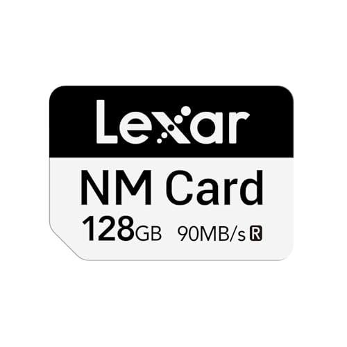 Lexar NM CARD 128GB, Nano Karte, Bis zu 90 MB/s Lesen, Bis zu 85 MB/s Schreiben, NM Karte, Nano Speicherkarte für Smartphone/Handy, Geräte mit Nano Kartensteckplatz (LNMCARD128G-BNNAA) von Lexar