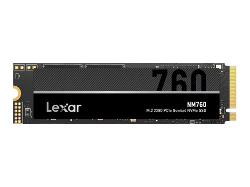 Lexar NM760 512GB SSD M.2 2280 PCIe Gen4x4 NVMe 1.4 Interne SSD Bis zu 5300 MB/s Lesen Bis zu 4000 MB/s Schreiben Internal Solid State Drive für PS5 PC Laptop Gamer Profis (LNM760X512G-RNNNG) Schwarz von Lexar