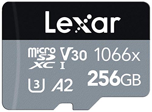 Lexar Professional 1066x Micro SD Karte 256GB, Speicherkarte microSDXC UHS-I SILVER Serie, Enthält SD-Adapter, Bis Zu 160MB/s Lesegeschwindigkeit, für Action-Kamera, Drohnen, Handy (LMS1066256G-BNAAG) von Lexar