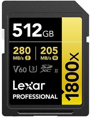 Lexar Professional 1800x 512 GB SDXC UHS-II Klasse 10 (LSD1800512G-BNNNG) von Lexar