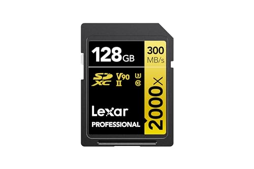 Lexar Professional 2000x SD Karte 128GB, SDXC UHS-II Speicherkarte ohne Lesegerät, Bis Zu 300MB/s Lesen, für DSLR, Videokameras in Kinoqualität (LSD2000128G-BNNAG) von Lexar