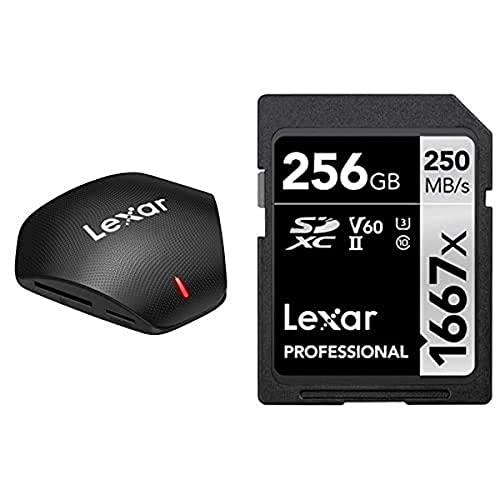 Lexar Professional 3-in-1 USB 3.1 Multi-Kartenleser (LRW500URBAMZN) + Lexar Professional 1667x 256GB SDXC UHS-II Karte von Lexar