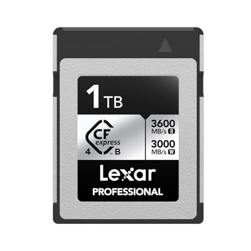 Lexar Professional CFexpress 4.0 Typ B Silver Series 1TB, Tybe B Karte bis zu 3600MB/s Lesen, 2600MB/s Schreiben, CF Karte für 8K Raw Video, CF Speicherkarte für DSLR, Rückwärts mit XQD Kamera Lexar Professional CFexpress 4.0 Typ B Silver Series 1TB, Tybe B Karte bis zu 3600MB/s Lesen, 2600MB/s Schreiben, CF Karte für 8K Raw Video, CF Speicherkarte für DSLR, Rückwärts mit XQD Kamera von Lexar