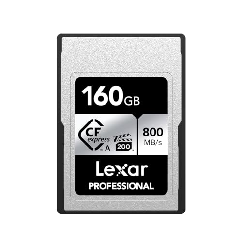 Lexar Professional SILVER Series CFexpress Typ A Karte 160GB, CFe Karte bis zu 800 MB/s Lesen, VPG200, 8K Video CF Karte, Speicherkarte Kompatibel mit Sony Alpha/Sony FX Kameras (LCAEXSL160G-RNENG) von Lexar