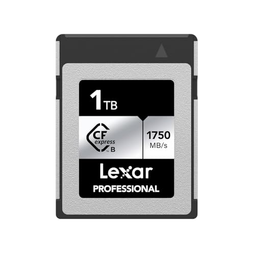 Lexar Professional Silver Series 1TB CFexpress Karte, Typ B CFe Karte, bis zu 1750MB/s Lesegeschwindigkeit, CF Karte mit PCIe Gen3x2, kompatibel mit DSLR, rückwärts mit XQD Kamera(LCXEXSL001T-RNENG) Lexar Professional Silver Series 1TB CFexpress Karte, Typ B CFe Karte, bis zu 1750MB/s Lesegeschwindigkeit, CF Karte mit PCIe Gen3x2, kompatibel mit DSLR, rückwärts mit XQD Kamera(LCXEXSL001T-RNENG) von Lexar