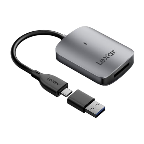 Lexar RW515 CFexpress Typ A Kartenleser, bis zu 900 MB/s, USB 3.2 Gen 2 Speicherkartenleser für CFe Typ A Karte, CF Kartenleser inklusive USB-C-Kabel/USB-C-zu-USB-A Adapter (LRW515U-RNHNG) von Lexar