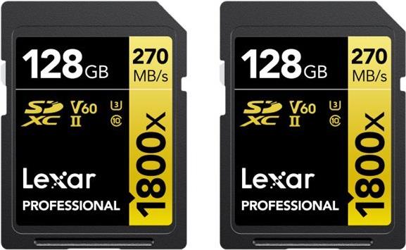 Lexar SDXC 128GB Professional 1800x UHS-II U3 ( 180/270 MB/s ) - 2 pack (LSD1800128G-B2NNG) von Lexar