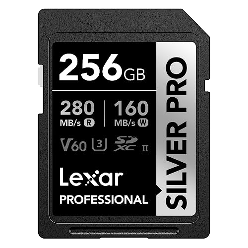 Lexar SILVER PRO SD Karte 256GB, UHS-II SD Speicherkarte, V60, U3, C10, bis zu 280MB/s Lesen, 160MB/s Schreiben, SDXC-Karte für DSLR/Kamera/Fotografen/Videofilmer/Enthusiasten (LSDSIPR256G-BNNAA) von Lexar
