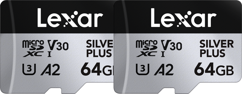 Lexar - microSDXC Professional SILVER Plus UHS-I/U3/A2/4K R205/W100 (V30) - SILVER - 64GB - 2pack von Lexar