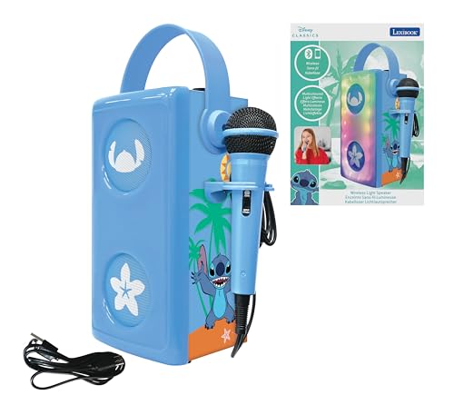 Lexibook, Disney Stitch, Leuchtender kabelloser Bluetooth®-Lautsprecher mit Mikrofon, Mehrfarbige Lichteffekte, SD/TF-Kartensteckplatz, Wiederaufladbarer Akku, Blau, BTP185DZ von Lexibook