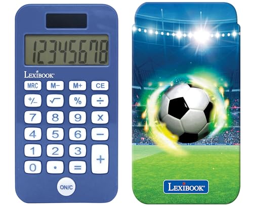 Lexibook, Fußball-Taschenrechner mit Schutzhülle, konventionelle und erweiterte Rechnerfunktionen, Batterie- und solarbetrieben, blau, C45FO von Lexibook