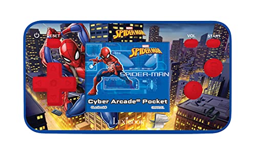 Lexibook JL1895SP Spider-Man Cyber Arcade Pocket Tragbare Spielkonsole, 150 Gaming, LCD, Batteriebetrieben, Rot/Blau von Lexibook