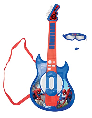 Lexibook K260SP Spider-Man Elektronische Gitarre mit Licht, Brille mit Mikrofon, Demo-Songs, MP3-Stecker, blau/rot von Lexibook