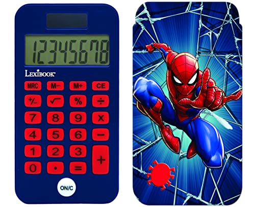 Lexibook - Marvel Spider-Man Taschenrechner, Klassische und erweiterte Funktionen, schützende Hartschale, batteriebetrieben, blau/rot, C45SP von Lexibook