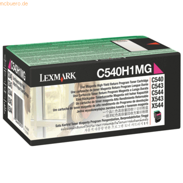 Lexmark Rückgabe-Tonerkartusche Lexmark C540H1MG C540 magenta von Lexmark