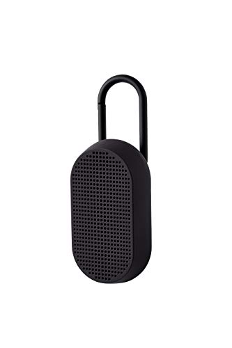 Lexon MINO T Bluetooth-Lautsprecher mit Karabiner, wasserabweisend (Schwarz) von Lexon