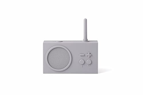 Lexon TYKHO 3 Tragbarer Bluetooth Lautsprecher mit FM Radio, Wasserdicht und Wiederaufladbarer Akku - Grau von Lexon