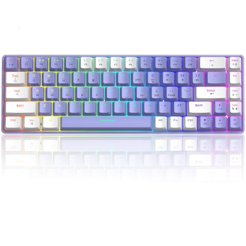 60% mechanische Mini-Tastatur, kompakt 68 Tasten, USB C, kabelgebunden, RGB-Tastatur, 18 Chroma Rainbow Hintergrundbeleuchtung, tragbar, kompatibel mit PS4, Xbox, PC, Laptop – Violett/Blau Schalter von LexonElec