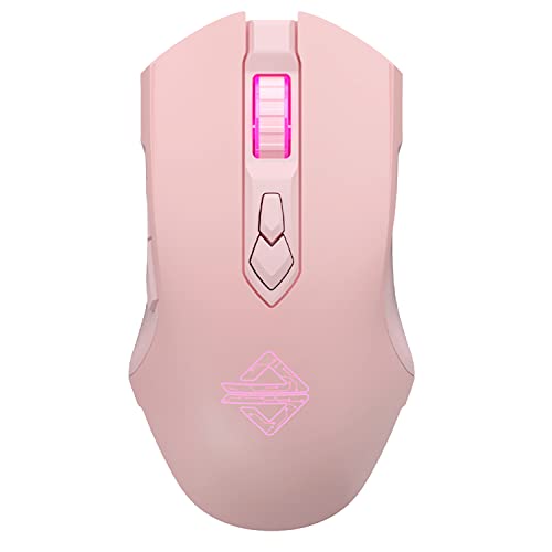 AJ52PRO Wireless Gaming Maus, 10K DPI Sensor, Tri Mode Maus kabellos - RF2.4G/BT5.0/USB Wired, Rainbow Beleuchtung, 8 Programmable Tasten, Ultraleicht Kabellos Maus Wiederaufladbare für PC/Mac-Rosa von LexonElec