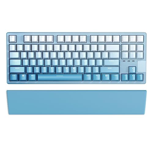 Blau Handgelenkauflage zum 75% Kompakt TKL Mechanische Wireless Bluetooth 5.1 Beleuchtet Gaming PC Tastatur Ergonomisch Memory Foam Faux Leder Wrist Rest Anti Skid Gummi Basis weich für game office von LexonElec