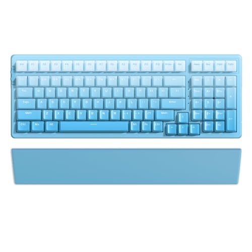 Blau Handgelenkauflage Zum Full Size Mechanische Wireless Bluetooth 5.1 Beleuchtet Gaming PC Tastatur Ergonomisch Memory Foam Faux Leder Wrist Rest Anti Skid Gummi Basis Weich Für Game Office Typing von LexonElec