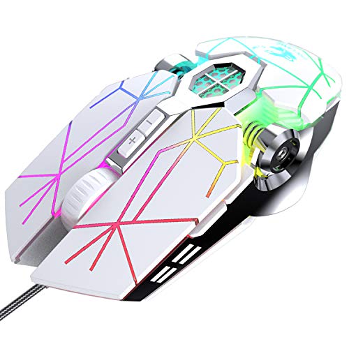 Kabelgebundene Gaming-Maus, 7 Arten LED-Hintergrundbeleuchtung, USB-Maus mit ergonomischer Programmierung, 4000 DPI für Windows-PC-Gamer von LexonElec