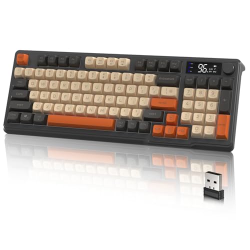 LexonElec Gaming Keyboard Dual-Mode-Wireless mit 2,4G & BT5.0, Semi-Mechanical Membrantastatur mit Display & Knopf, Rainbow Backlit, 94 Tasten PBT Tastenkappe, 3000mAh Wiederaufladbar für Mac/PC-Grey von LexonElec