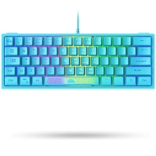 LexonElec K61 60% Prozent Blau Mini Gaming Tastatur pc RGB Beleuchtung - UK Layout QWERTY Keyboard - mechanische fühlen Ergonomie - Anti-Ghosting Double Shot Tastenkappen - für ps4 Laptop Computer von LexonElec