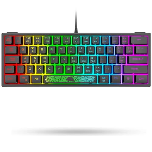 LexonElec K61 60% Prozent Tastatur Gaming pc RGB Beleuchtung Schwarz - Mini UK Layout QWERTY Keyboard - mechanische fühlen Ergonomie - Anti-Ghosting Double Shot Tastenkappen - für ps4 Laptop Computer von LexonElec