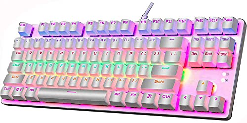 LexonElec Mechanische Gaming-Tastatur Compact 87 Tasten Volle Anti-Ghosting-Funktion Mechanische Computertastatur 24 Modi Von hinten beleuchtete USB-Kabel Blau-Äquivalent-Schalter für PC von LexonElec