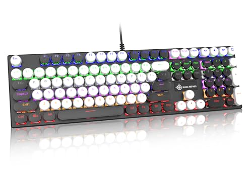 LexonElec Mechanische Gaming-Tastatur im Schreibmaschinen-Stil, Retro, verdrahtet, Vintage-Steampunk-Tastatur mit Regenbogen-Hintergrundbeleuchtung, 104 Tasten, roter Schalter, niedliche Tastatur mit von LexonElec