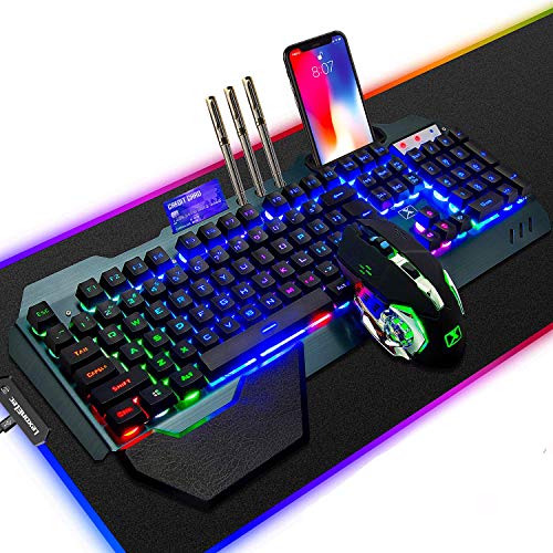 LexonElec Wireless 2.4G wiederaufladbare Tastatur Maus Set 3800mAh Große Kapazität Regenbogen-Gamer-Tastatur mit Hintergrundbeleuchtung 2400DPI 7 Farben Atmungsmaus e Mäuse Großes RGB-Gaming-Mauspad LexonElec Wireless 2.4G wiederaufladbare Tastatur Maus Set 3800mAh Große Kapazität Regenbogen-Gamer-Tastatur mit Hintergrundbeleuchtung 2400DPI 7 Farben Atmungsmaus e Mäuse Großes RGB-Gaming-Mauspad von LexonElec