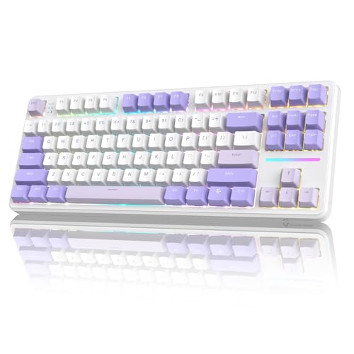 LexonElec X Attack Shark X87 Kabellose Gaming-Tastatur, Tri-Modus-BT/2.4G/Verkabelt, Hot-Swap-fähig, Linearschalter, 87 Tasten PBT-Tastenkappe, Dichtung Struktur, RGB-Tastatur(Lila) von LexonElec
