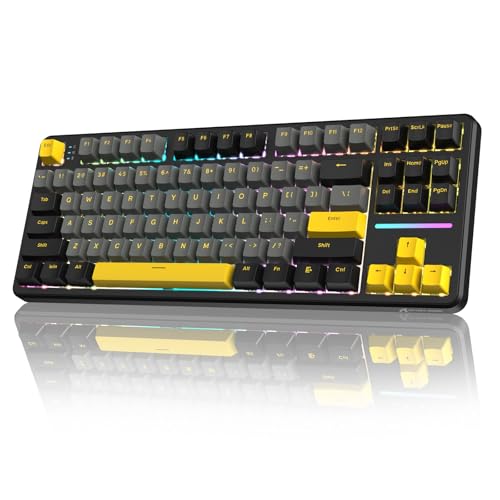 LexonElec X Attack Shark X87 Kabellose Gaming-Tastatur, Tri-Modus-BT/2.4G/Verkabelt, Hot-Swap-fähig, Linearschalter, 87 Tasten PBT-Tastenkappe, Dichtung Struktur, RGB-Tastatur(Schwarz) von LexonElec