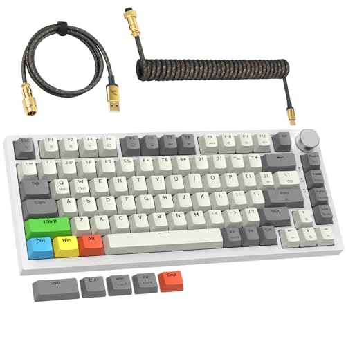 LexonElec x ATTACK SHARK K85 Magnetic Switch Mechanische Tastatur, Rapid-Trigger, Cloud Driver, LIGHTSYNC RGB-Backlit, QWERTY Gasket 75% Gaming Tastatur mit Knopf & Spiral USB C Kabel für Win/Mac-Grau von LexonElec