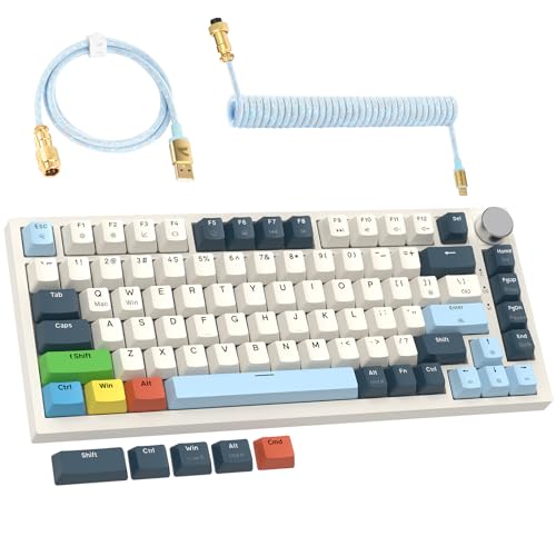 LexonElec x ATTACK SHARK K85 Magnetic Switch Mechanische Tastatur, Rapid-Trigger, Cloud Driver, LIGHTSYNC RGB-Backlit, QWERTY Gasket 75% Gaming Tastatur mit Knopf & Spiral USB C Kabel für Win/Mac-Blau von LexonElec